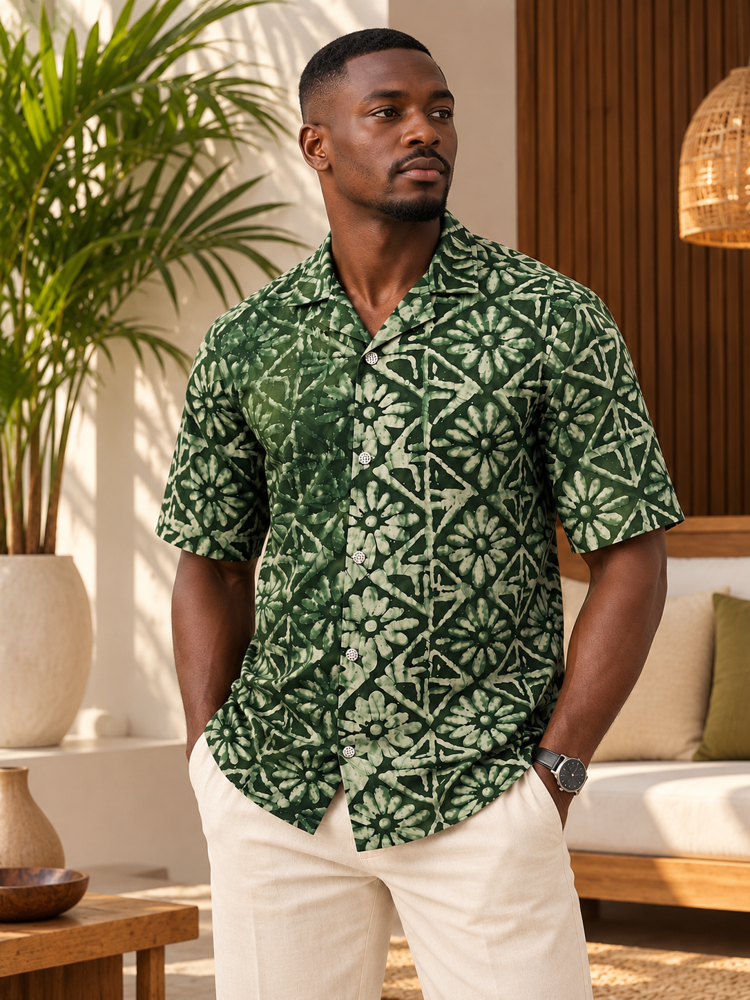 Chemise tissu vert