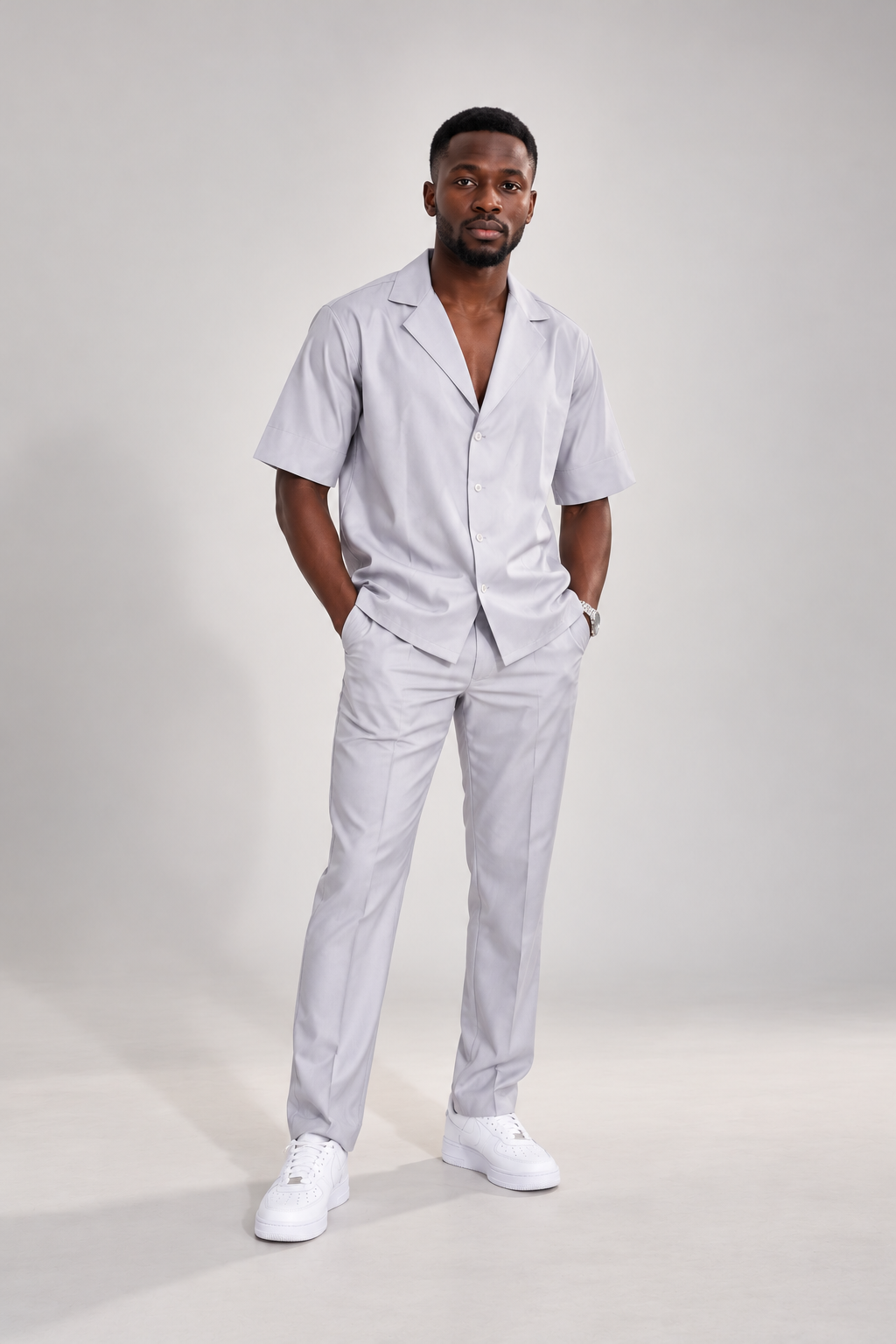 Ensemble homme élégance gris perle