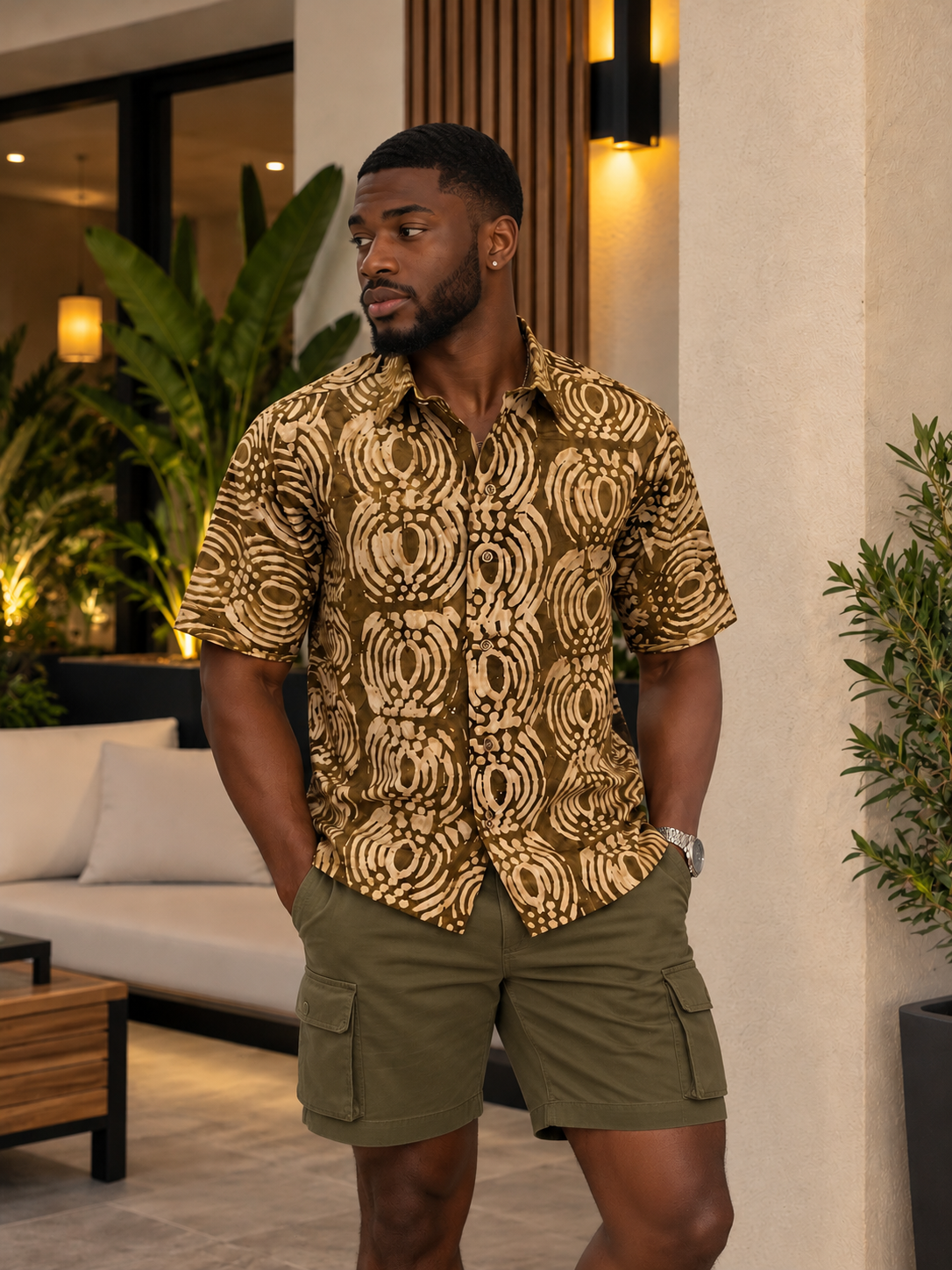 Chemise marron kaki brun