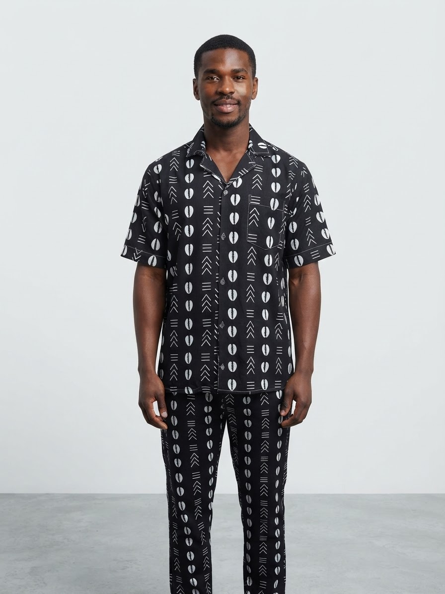 Chemise pantalon bogolan crêpé